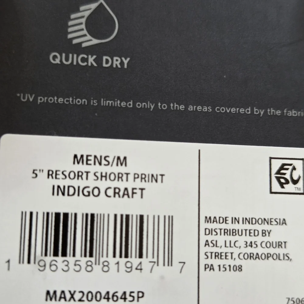 Men's VRST M Medium 5" Slim Fit Resort Shorts Swim Trunks - Indigo Craft Tie Dye - Picture 14 of 15